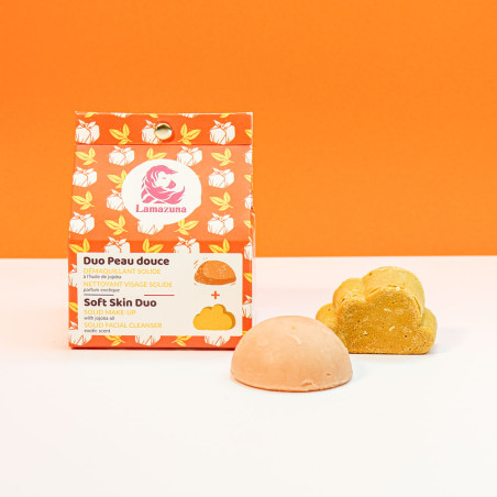 Duo peau douce, démaquillant et nettoyant visage solides