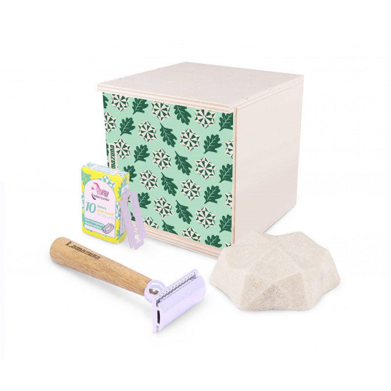 Coffret de rasage unisexe et boîte en bois de peuplier français Coffret de rasage unisexe et boîte en bois de peuplier français